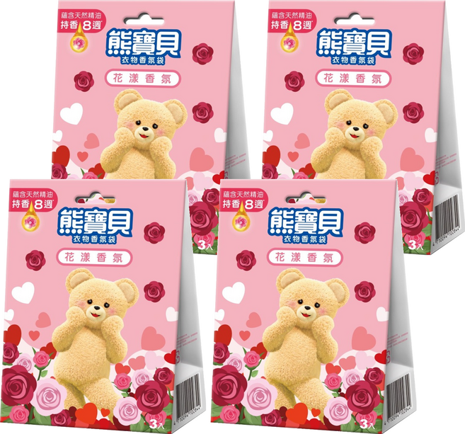 Snuggle 熊寶貝 衣物香氛袋 3包, 花漾香氛, 21g, 4盒