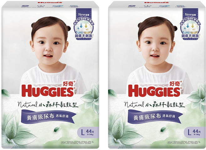 HUGGIES 好奇 小森林嬰兒黏貼型紙尿褲 9~14kg 30838, L, 88片