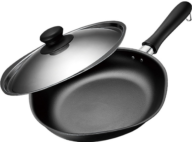 柳宗理 雙網紋單手鐵鍋 附蓋 25cm 086191, 單色, 1入