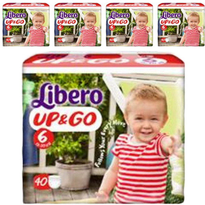 리베로 업앤고 팬티형 기저귀 6단계(13~20kg) 40 x 5팩 + 목욕가운, 6단계, 1세트