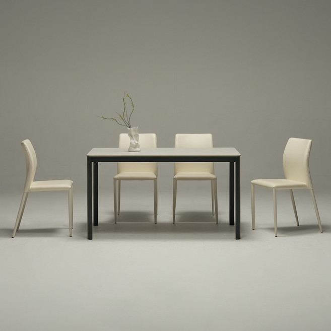 하트 포세린 세라믹 1200 식탁 + 의자 세트 방문설치, 식탁(아티쿠스그레이 + 블랙), 의자(선셋베이지), 일반의자 4