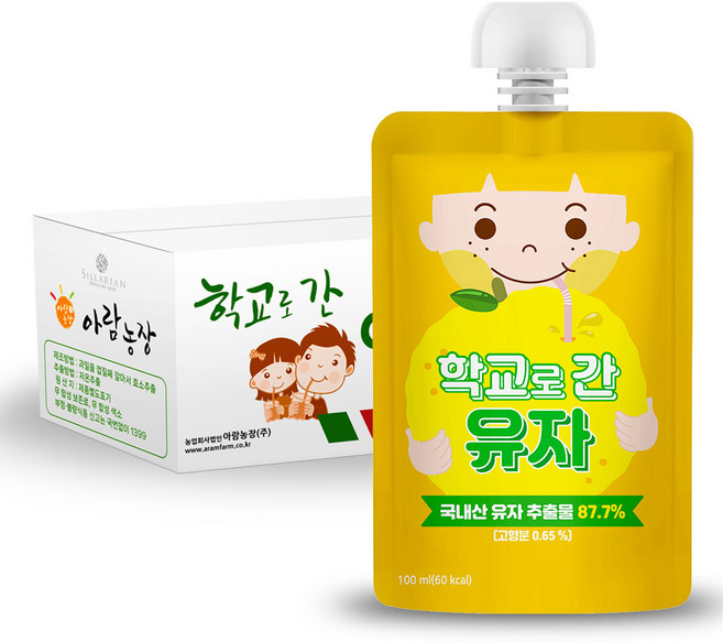 아람농장 학교로간 유자, 100ml, 40개, 유자맛