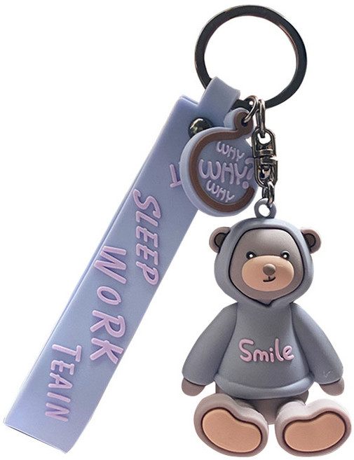 도림 스마일 곰돌이 자동차 키링, 1개, 퍼플