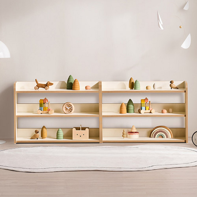 윌로우 조이 마이비 낮은 오픈형 교구장 3단 826 x 564 mm 방문설치, 화이트 + 자작나무