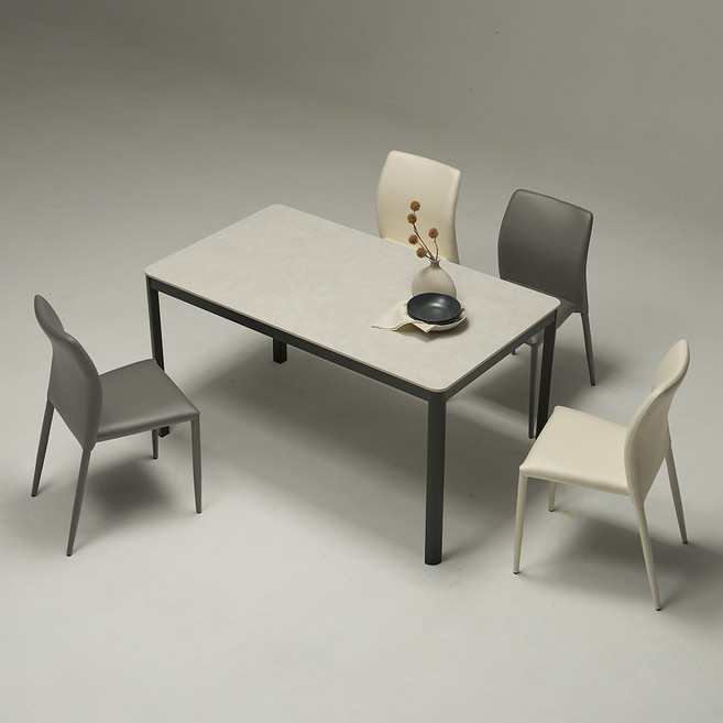 보니애가구 하트 포세린 세라믹 1400 식탁 + 의자 4P 세트 방문설치, 아티쿠스그레이+블랙(식탁), 선셋베이지,머드그레이(의자), 일반의자 4