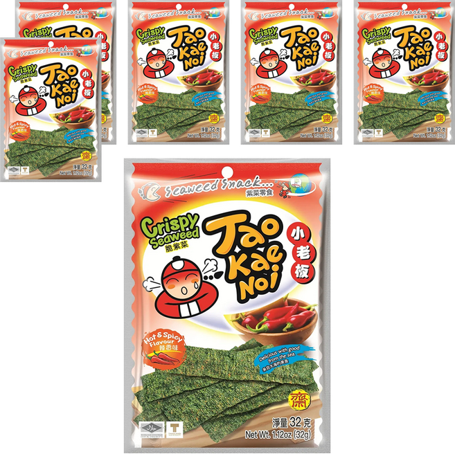 TAO KAE NOI 小老板 厚片海苔 辣香味, 32g, 6包