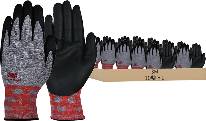 3M 百利 Super Tough 耐用安全手套, 10雙, 黑灰色
