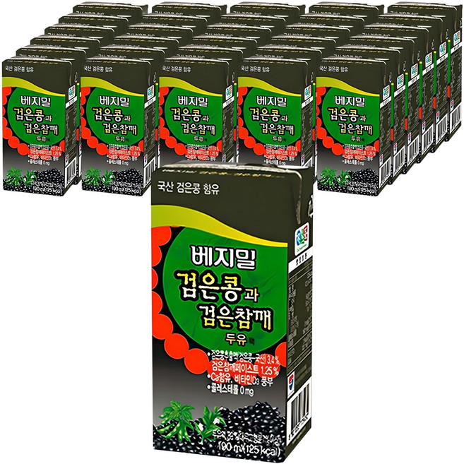 베지밀 검은콩과 검은참깨 두유, 190ml, 48개