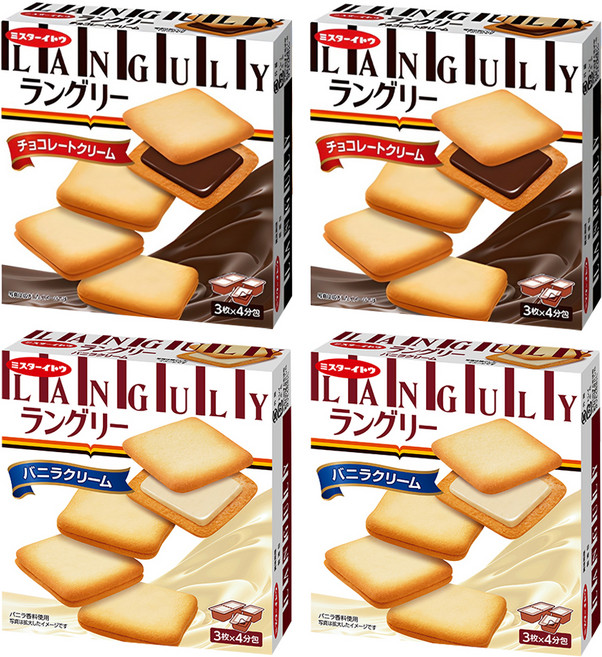 랑그리 초코 + 바닐라향 크림 샌드, 4개, 132g