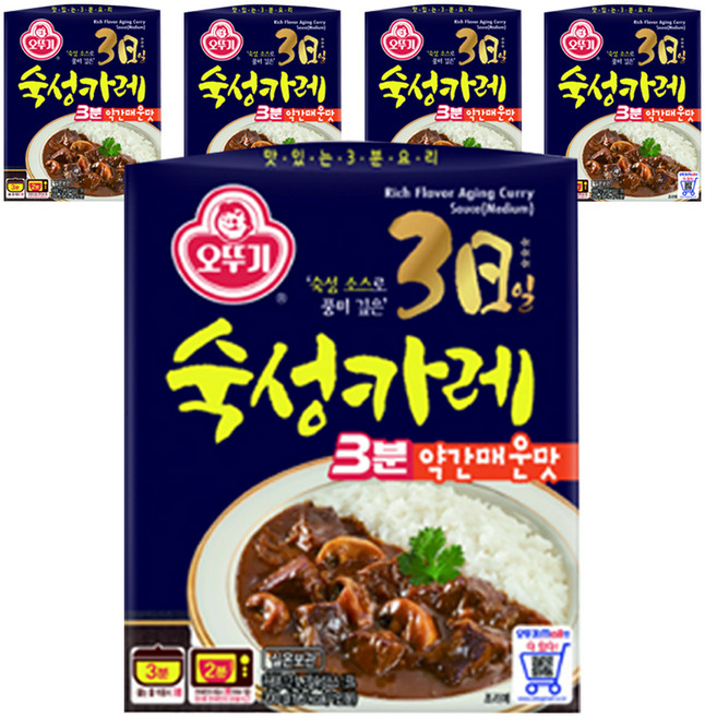 오뚜기 3분 3일숙성카레 약간매운맛, 200g, 5개