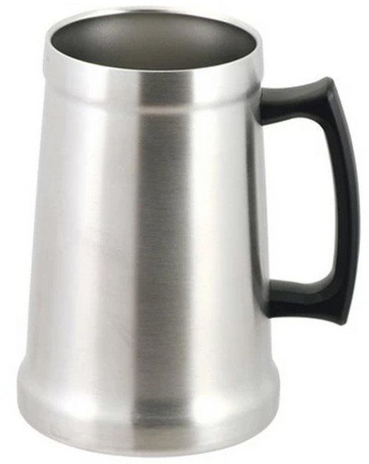 PEARL LIFE 珍珠金屬 德式真空保溫啤酒杯 Vintage Bar系列, 銀色, 1L, 1個