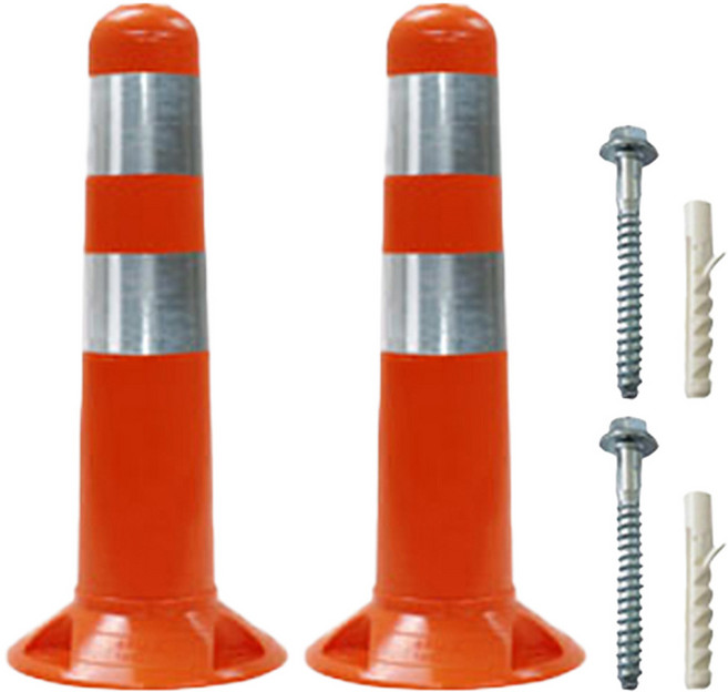 신도산업 둥근 시선유도봉 탄력봉 + 부자재 세트, 오렌지, 2세트