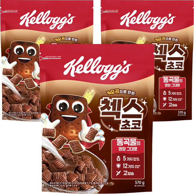 첵스초코 오곡으로 만든 시리얼, 570g, 3개