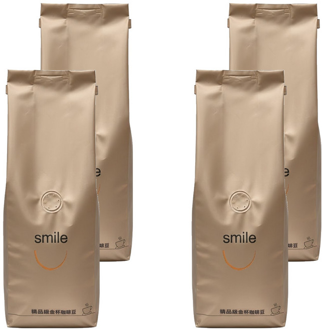 SMILE COFFEE 微笑咖啡 精品級金杯咖啡豆 醇品金杯 深焙, 咖啡豆(無研磨), 450g, 4包