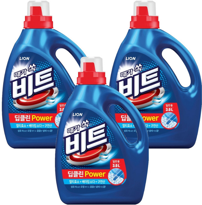 비트 딥클린파워 일반용 액상세제 본품, 3L, 3개