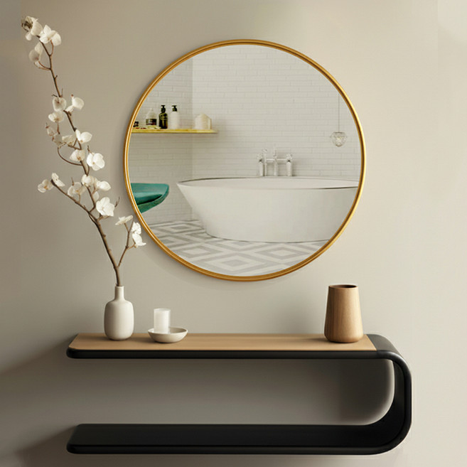 인뮤즈 인테리어 원형 거울 50cm, 골드