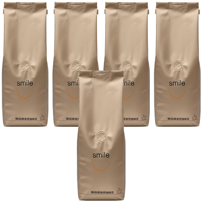 SMILE COFFEE 微笑咖啡 精品級金杯咖啡豆 醇品金杯 深焙, 咖啡豆(無研磨), 450g, 5包