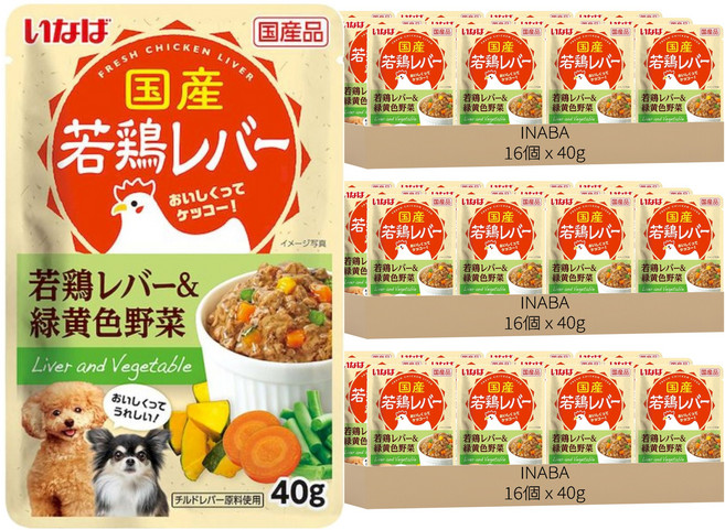 INABA CIAO 汪啾嚕餐包 DRP-151, 40g, 48個, 幼雞肝 + 綜合蔬菜