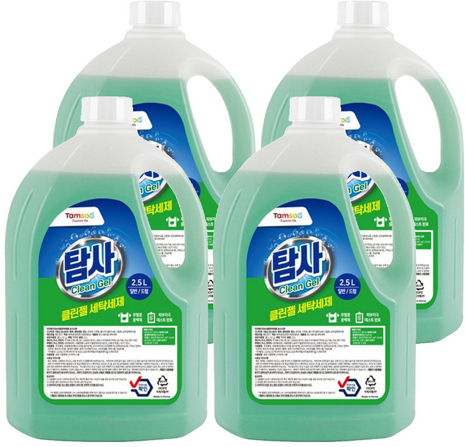 Tamsaa Clean Gel 洗衣精 一般/滾筒洗衣機兼用, 2.5L, 4桶