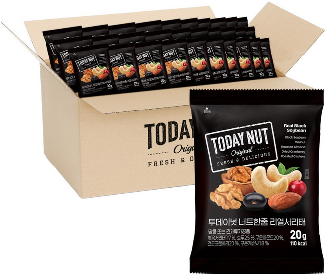 투데이넛 너트한줌 리얼서리태, 20g, 80개