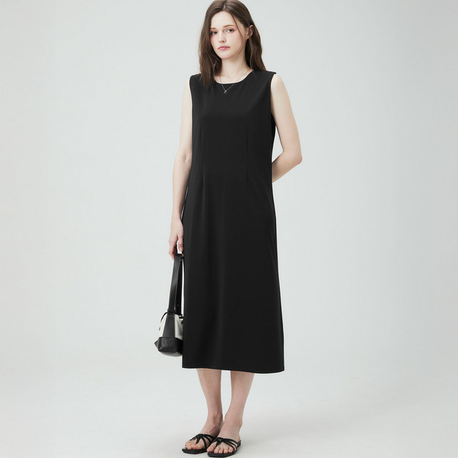 ELLEPARIS 여성용 스트레치 크레이프 소프트 플레어 원피스