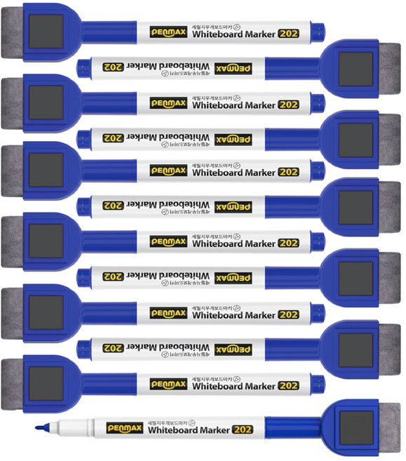 펜맥스 세필 미니 지우개 보드마카, 청색, 12개