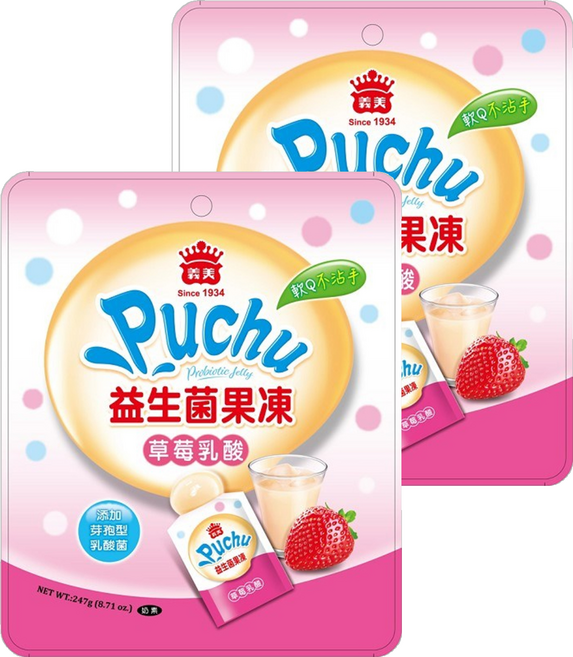 義美 噗啾益生菌果凍 草莓乳酸, 247g, 2袋