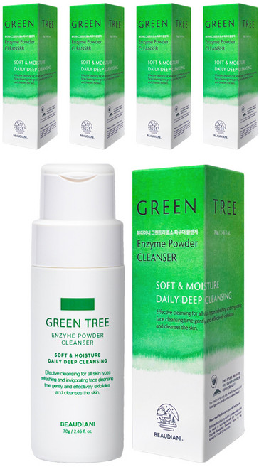 뷰디아니 그린 트리 효소 파우더 클렌저, 5개, 70g
