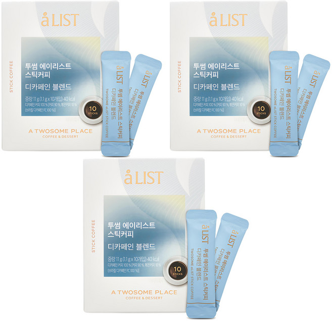 투썸플레이스 에이리스트 스틱커피 디카페인 블렌드, 1.1g, 10개입, 3개