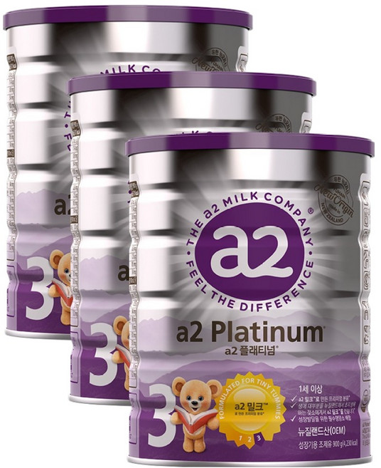 에이투밀크 뉴오리진 a2플래티넘 단백질 분유 3단계, 900g, 3개