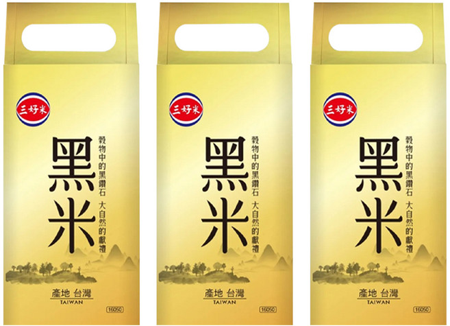 三好米 黑糯糙米, 1.2kg, 3包
