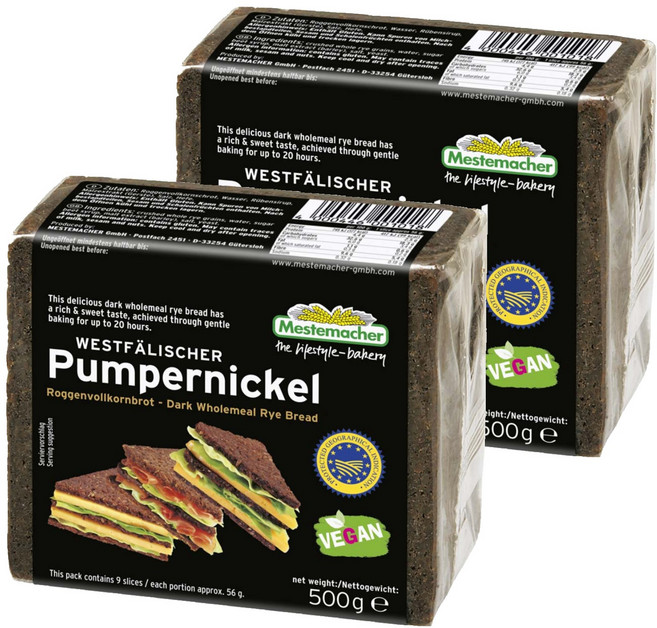 Mestemacher 麥大師 德國裸麥粗麵包, 2個, 500g