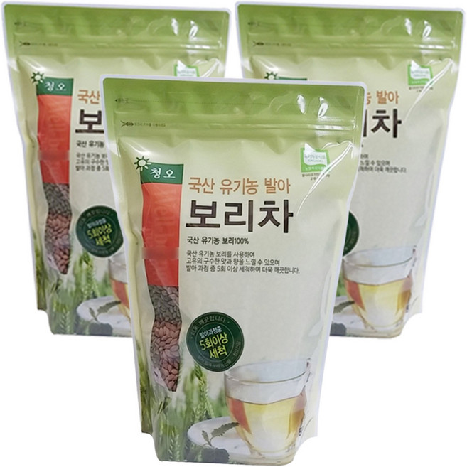 청오건강 유기농 발아 보리차, 500g, 1개입, 3개