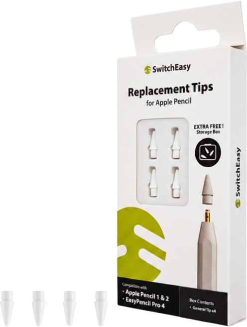 SwitchEasy 魚骨牌 iPad 替換式觸控筆尖4入組 支援Apple Pencil 通用, 白色, 1組