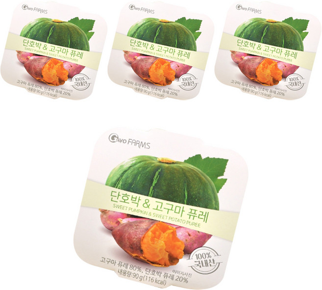 가보팜스 단호박 고구마 퓨레, 90g, 4개