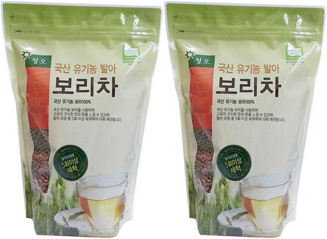 청오건강 국산 유기농 발아보리차, 500g, 1개입, 2개