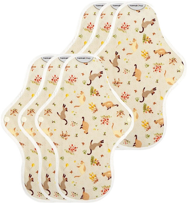 hannahpad 布質衛生棉 27 x 18cm 顏色隨機, 中型翅膀, 6片, 1組