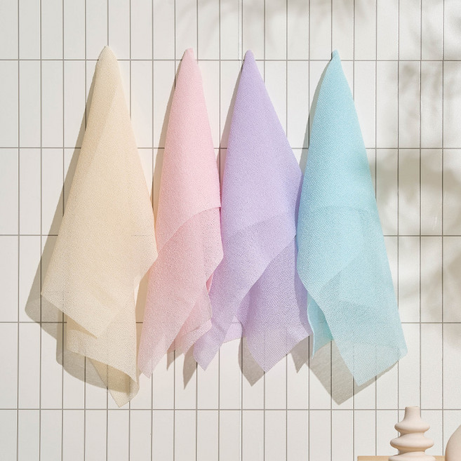 샤바스 매일쓰는 데일리 샤워타월 파스텔, 블루 + 바이올렛 + 핑크 + 옐로우, 4개입, 1세트