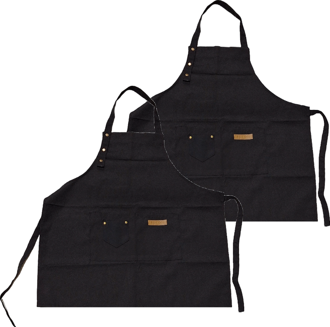 北歐風帆布圍裙 68 x 70cm 2件, 經典黑, 1組