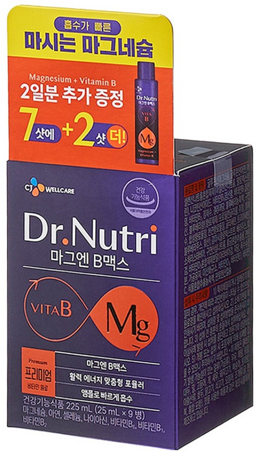 CJ WELLCARE Dr. Nutri 鎂B Max 9入, 225ml, 1個