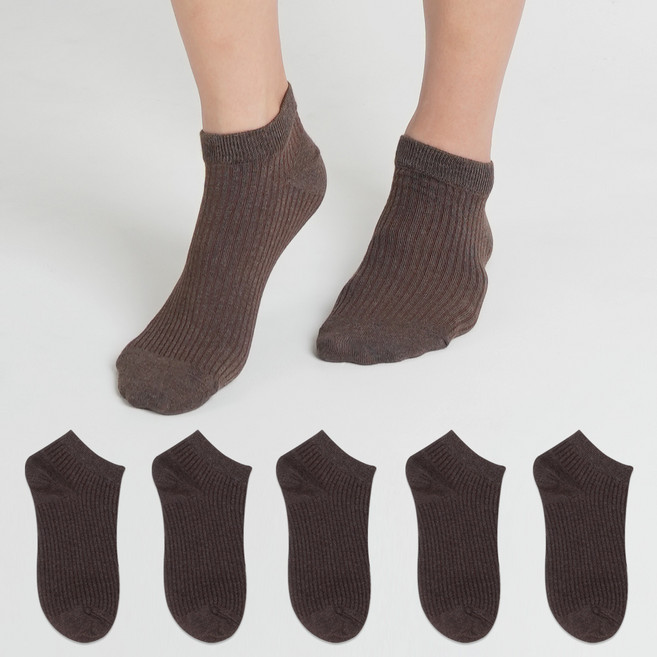 노디자인 프리미엄 컬러 구성 발목 양말 골지 5켤레