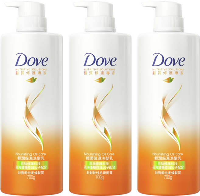 Dove 多芬 輕潤保濕洗髮乳, 700g, 3瓶