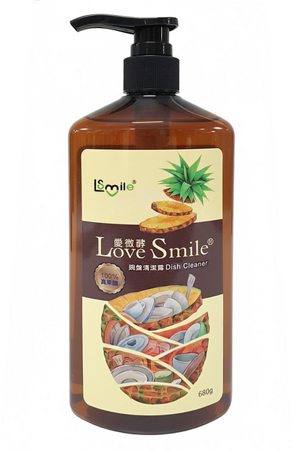 Love Smile 愛微酵 真果釀碗盤清潔露, 680g, 1瓶