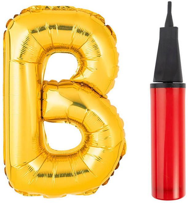 파티팡 알파벳 은박풍선 대 골드 + 풍선용 손펌프 세트, B, 1세트
