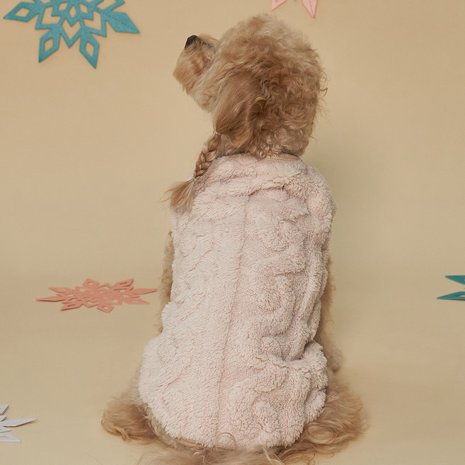 도그아이 강아지 털 꽈배기티, 아이보리, 1개