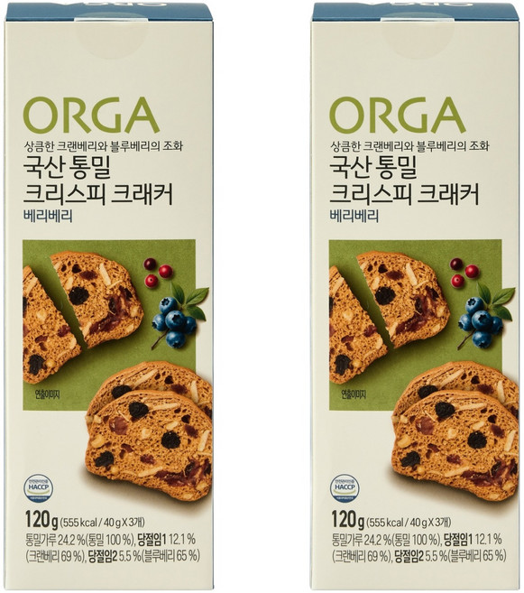 올가홀푸드 통밀 크리스피 크래커 베리베리, 120g, 2개