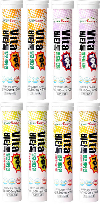 에버틴 비타톡 발포 비타민C 레몬맛+오렌지맛+청포도맛+블루베리맛, 80정, 2세트