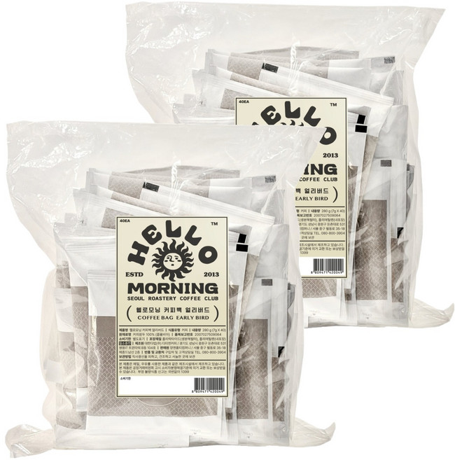헬로모닝 얼리버드 커피백, 7g, 40개입, 2개, 7g