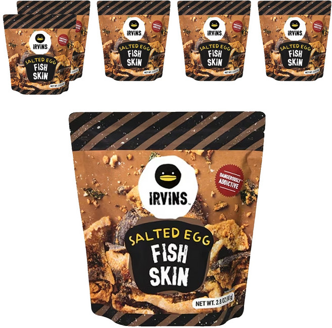 IRVINS 黑鴨 鹹蛋黃魚皮, 80g, 6包