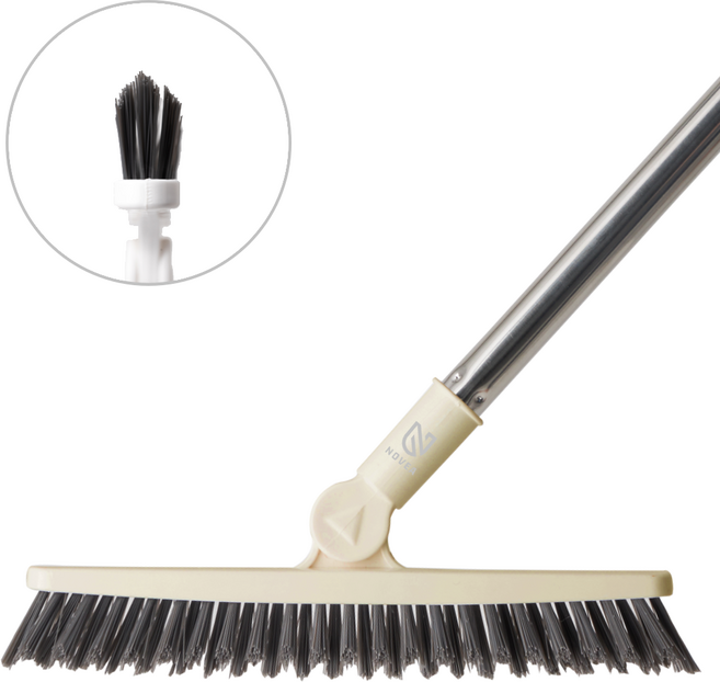 노베아 V자 틈새 화장실 롱 스탠드 바닥 청소솔, 1개, 베이지